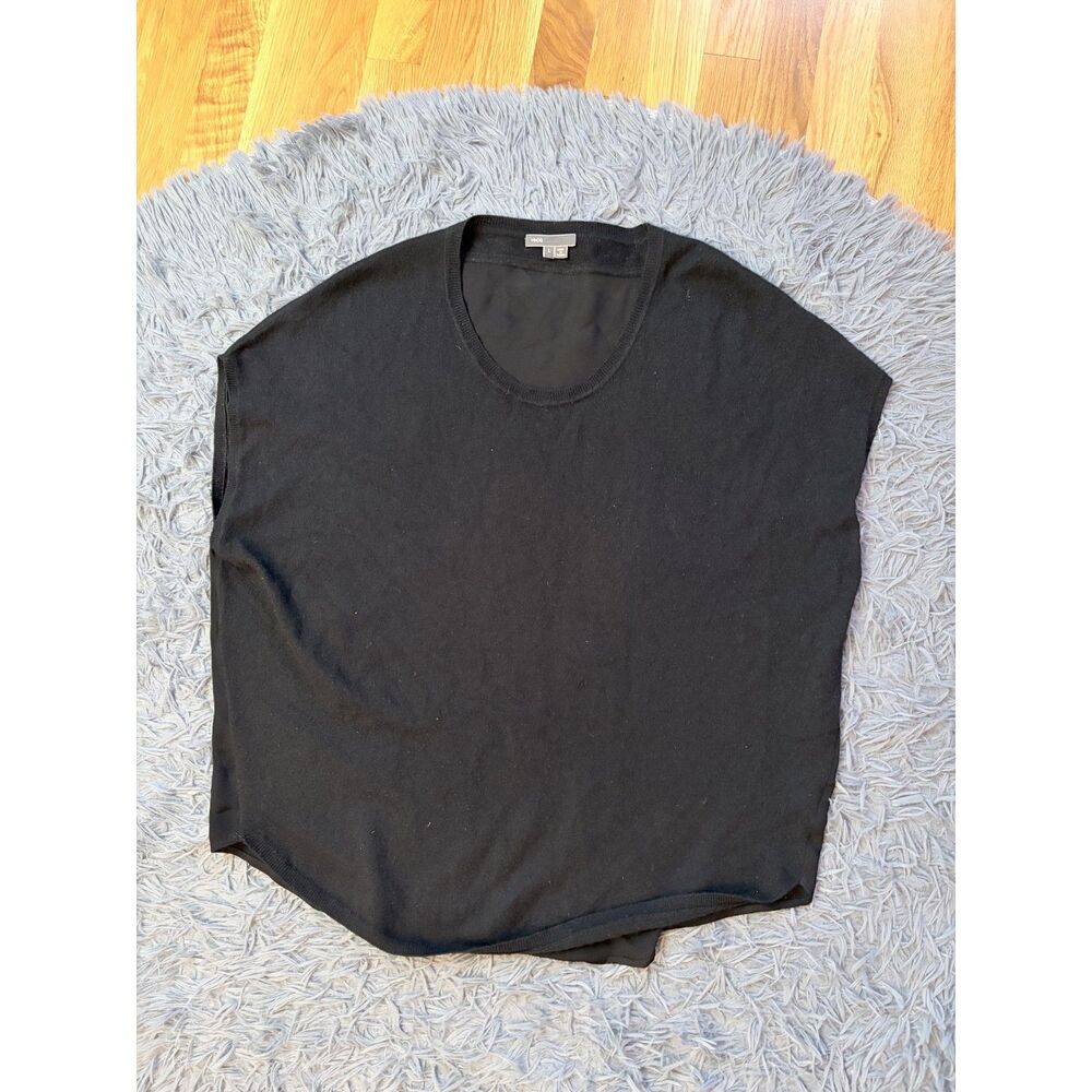 Vince Black 100% Cashmere Silk Sleeveless Boxy Sweater Size L